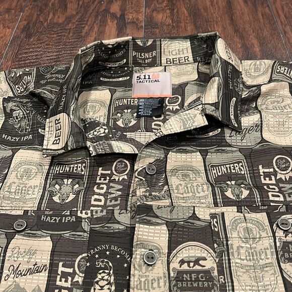 5.11 Tactical Mens XL 99 hunters Beer Short Sleeve Shirt Conceal Carry Snap Mesh - Picture 2 of 6